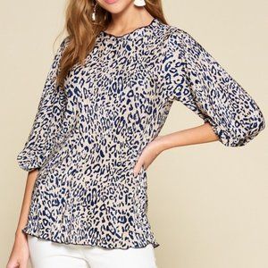 3/4 Sleeve Animal Print Top